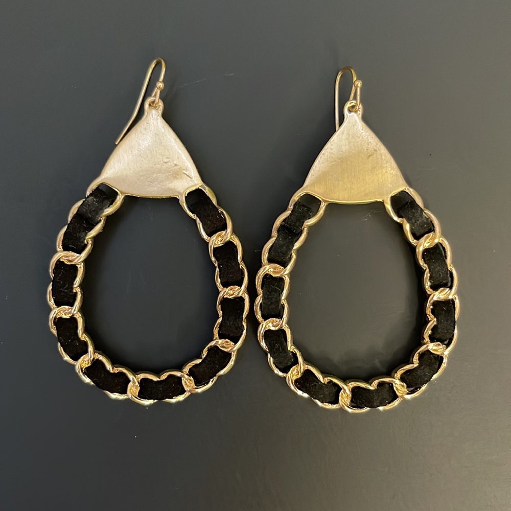 🔥Black & Gold Teardrop Earrings, Goldtone & Black Earrings